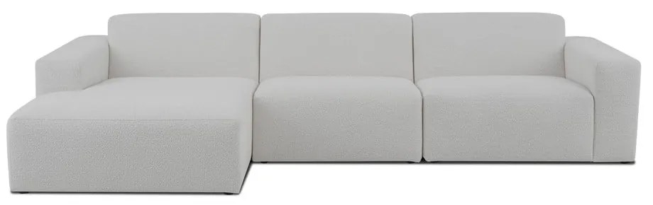 Divano angolare bianco in tessuto bouclé (angolo sinistro) Roxy - Scandic