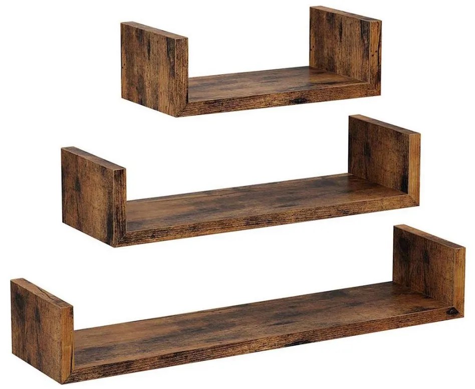 Set di 3 mensole da parete SHELFY marrone