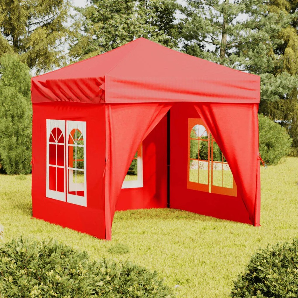 Tenda Per Feste Pieghevole Con Pareti Laterali Rosso 2x2 M /