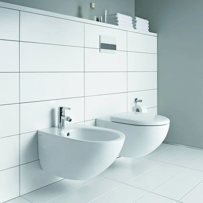 Coppia sanitari scarico a parete architect bianco lucido WC: P 55 x L 38 x H 56 cm, bidet: P 60 x L 38.5 x H 24 cm