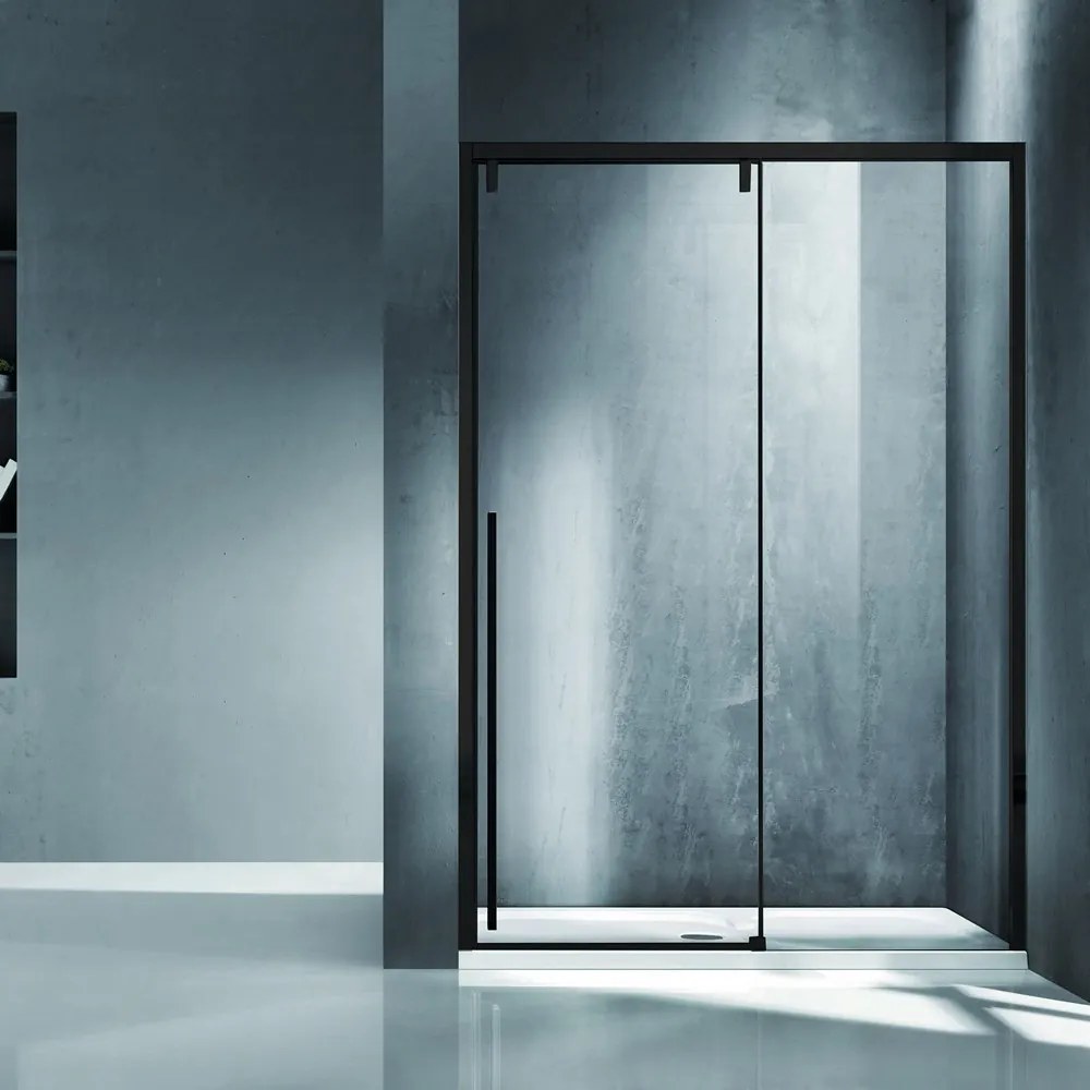 Porta doccia 120cm scorrevole con profilo nero vetro 8mm | KSA4000N - KAMALU