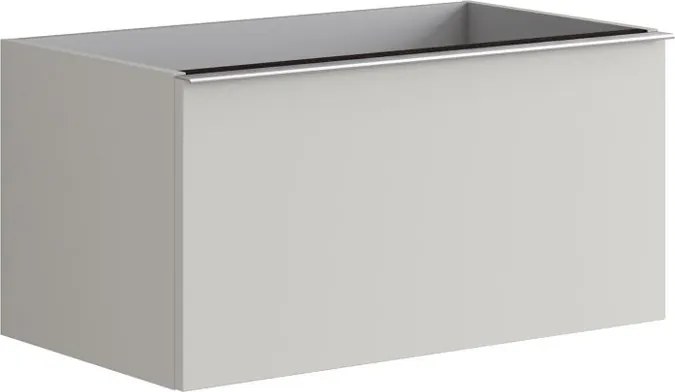 Mobile da bagno sospeso sotto lavabo Pixel plain 2 cassetti L 80 x H 40 x P 45.5 cm grigio pastello laccato opaco, con maniglia alluminio brillante