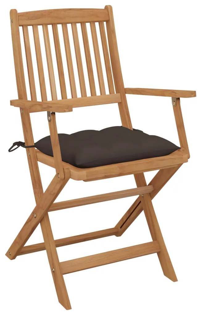 Sedie da giardino pieghevoli 4 pz con cuscini massello acacia