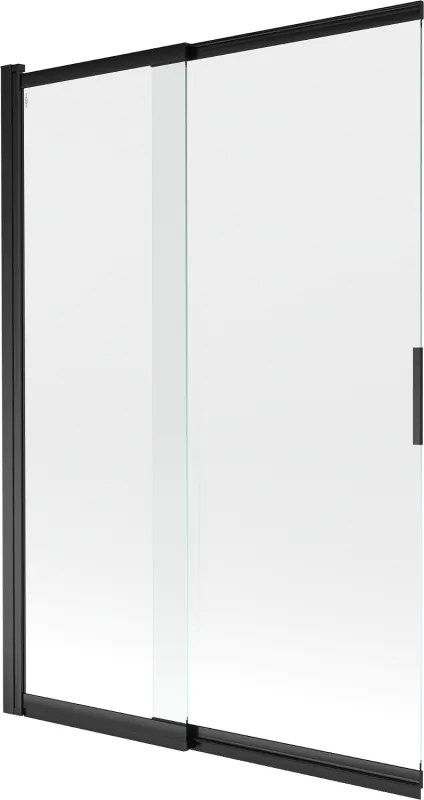 Mexen Fox paravento vasca da bagno a 2 ante scorrevoli 120 x 150 cm, trasparente, nero - 891-120-002-70-00