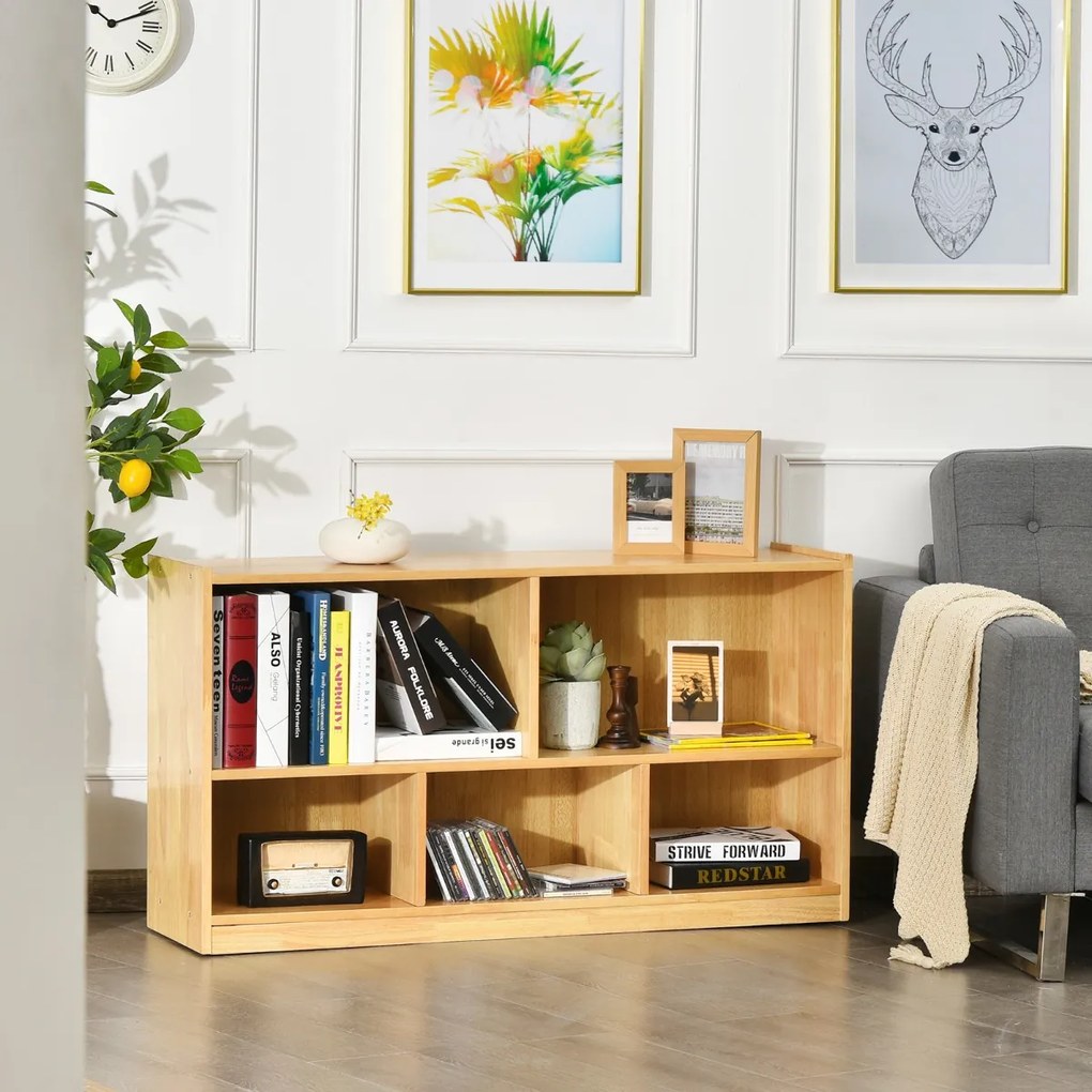 Costway Libreria e organizer a 5 sezioni per sistemare libri e giocattoli, Scaffale di legno per classe e casa Naturale