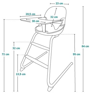 Lionelo - Sedia da pranzo per bambini 2in1 DALIA bianco/grigio