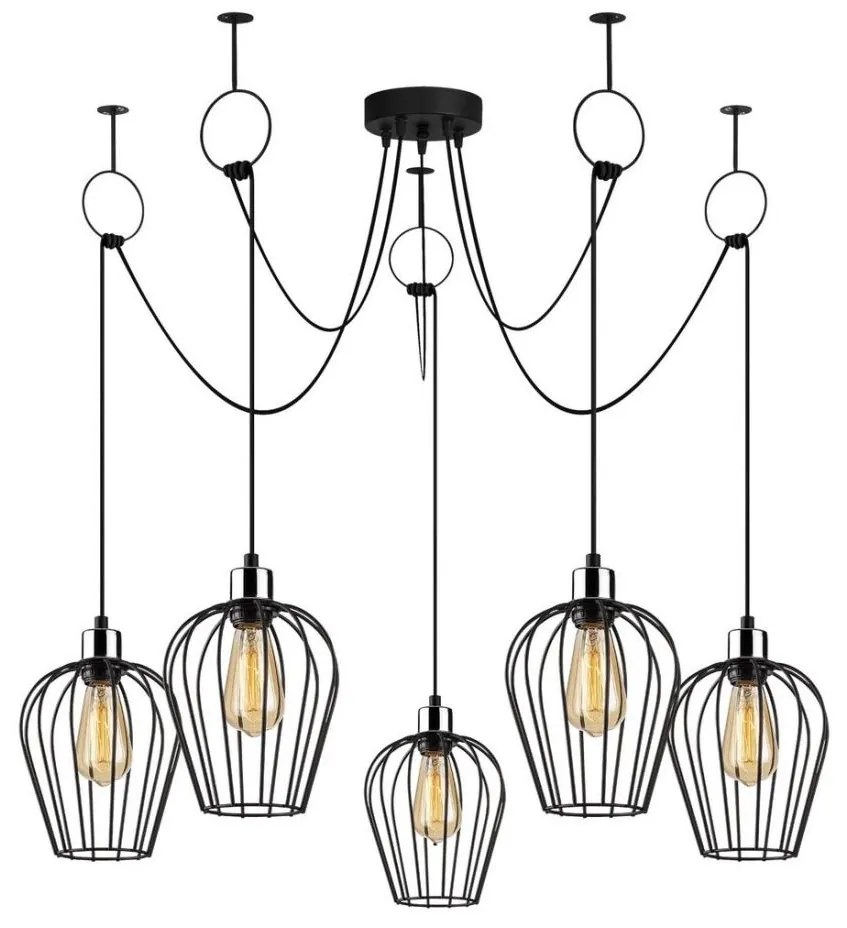 Lampadario a sospensione con filo TEL 5xE27/40W/230V ragno