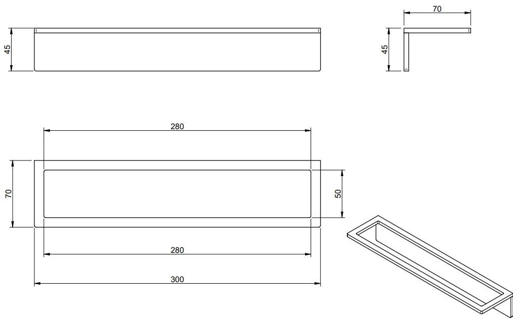 Treemme 5mm IT9024ISZZZZ portasciugamani 30 cm a muro inox satinato