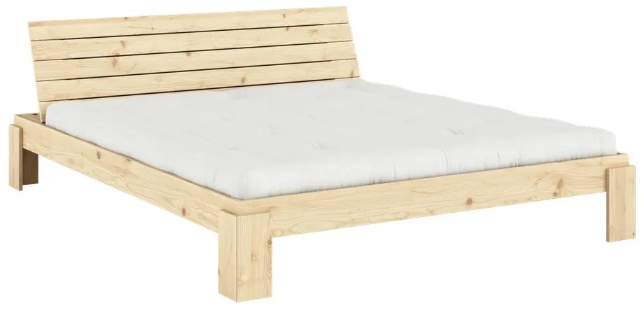 Letto matrimoniale di colore naturale in pino massiccio con rete inclusa 180x200 cm Layers – Karup Design