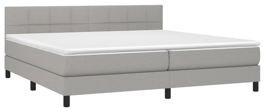 Letto a Molle Materasso e LED Grigio Chiaro 200x200 cm Tessuto