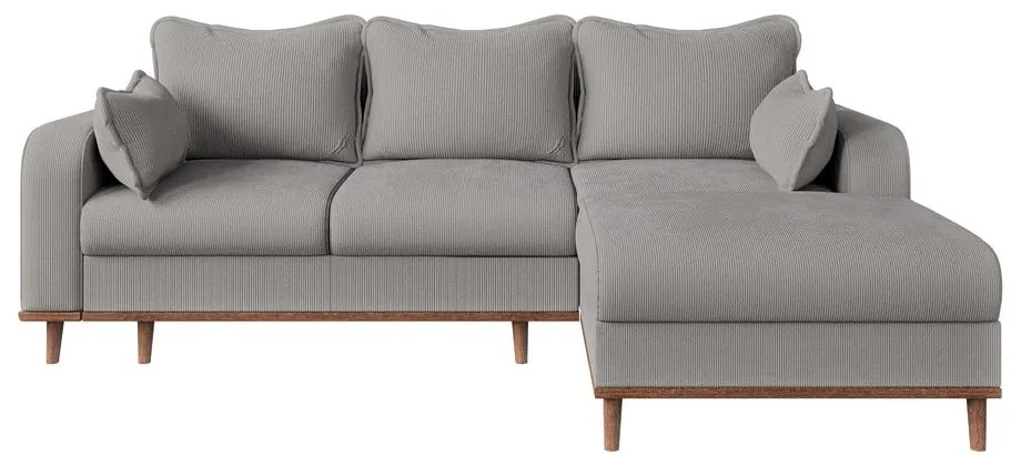 Divano angolare grigio chiaro in velluto a coste (angolo destro) Beata - Ropez