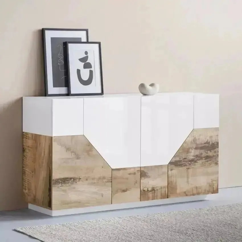 Credenza Alien Sideboard 160 in Bianco Laccato/Acero Pereira, Dimensioni: 58,5 x 43 x 86 cm