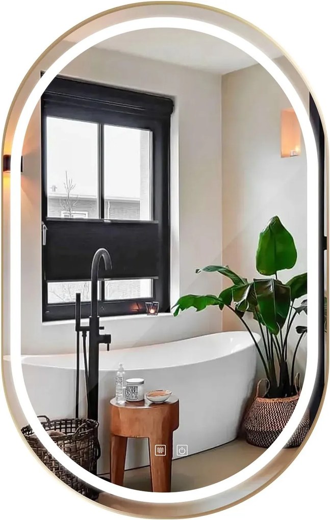 Specchio LED OLL 60x90 cm Brush Gold