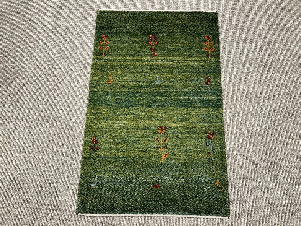 Gabbeh Tappeto persiano 120x80 Verde (Iran) Annodato A Mano