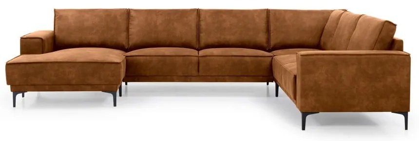 Divano angolare in similpelle marrone cognac (angolo sinistro/"U") Copenhagen - Scandic