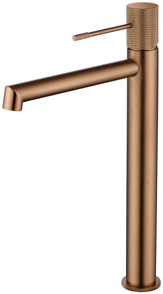 Rubinetto miscelatore alto per lavabo monocomando senza scarico in ottone oro rosa spazzolato Melin