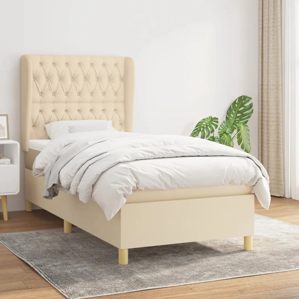 Giroletto A Molle Con Materasso Crema 90x190 Cm İn Tessuto /