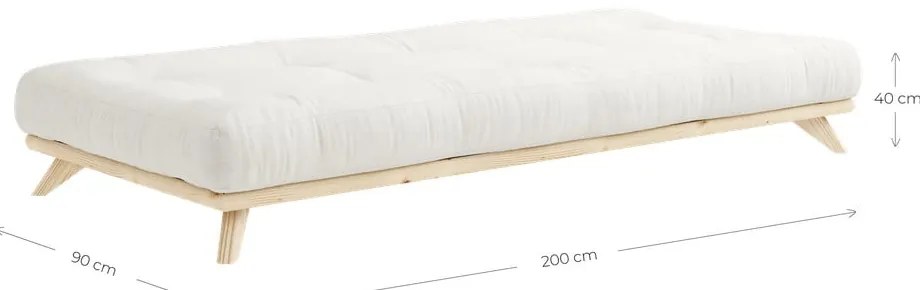 Letto singolo in legno di pino con griglia 90x200 cm Senza - Karup Design