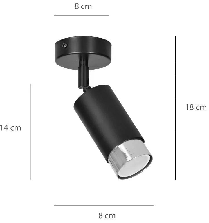 Lampada da soffitto e parete in Acciaio HIRO GU10 Colore del corpo Nero e Cromo