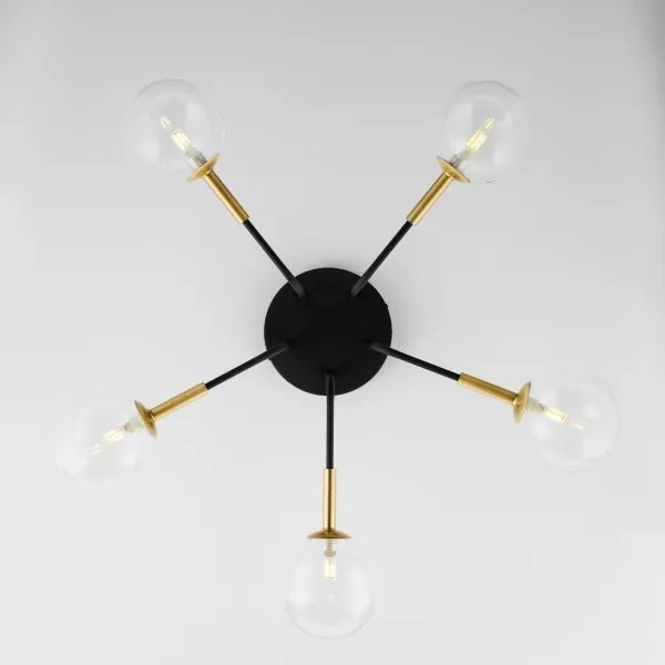 Jupiter 2040 - Lampadario a sospensione con supporto rigido BURANO 5xG9/10W/230V nero/oro/limpido