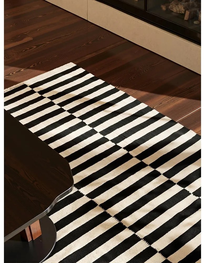 Tappeto bianco e nero in lana reversibile/tessuto a mano 120x180 cm Donna – Hanse Home