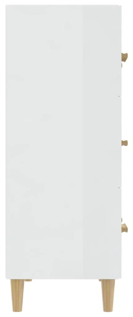 Credenza bianco lucido 70x34x90 cm in legno multistrato