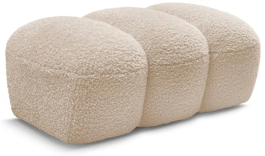 Poggiapiedi beige con rivestimento in bouclé Hippolyte – Bobochic Paris