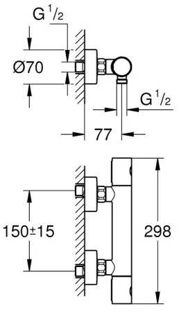 GROHE 34765000 - Miscelatore doccia termostatico GROHTHERM COSMOPOLITAN DN 15, cromato
