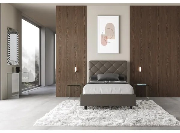 Letto matrimoniale francese contenitore imbottito 140x200 similpelle cappuccino Priya