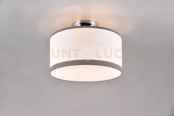 Davos plafoniera metallo cromato paralume bianco e grigio d. 30cm 2...