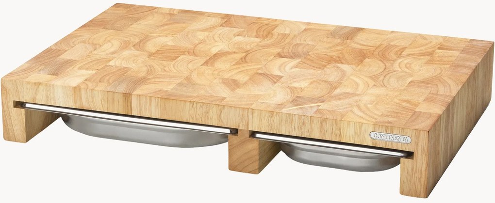 Set tagliere in legno di albero della gomma con cassetti Ginevra 3 pz