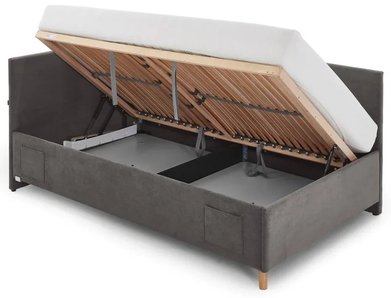 Letto da bambini con sponde color antracite imbottito con contenitore con rete inclusa 90x200 cm Cool – Meise Möbel
