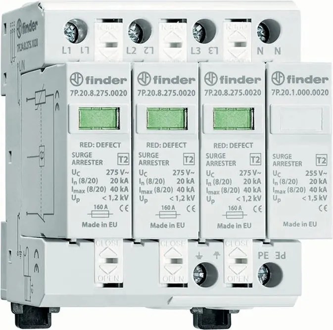 Scaricatore (SPD) FINDER, 20 kA, 4M 7P2482750020