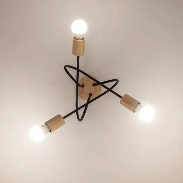 Plafoniera OXFORD 3xE27/15W/230V pino/nero