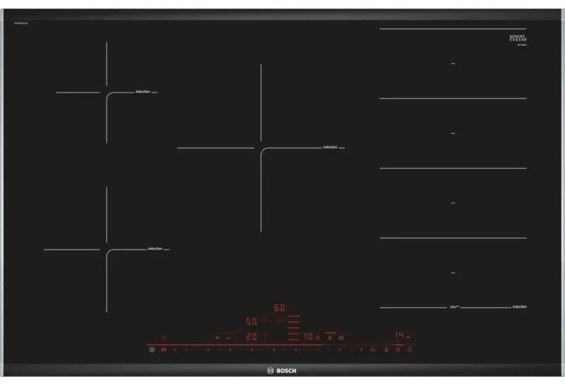 Bosch - Serie 8 PXV875DC1E. Colore del prodotto: Nero, Posizionamento dell'apparecchio: Da incasso, Dimensione della larghezza del piano cottura: 80