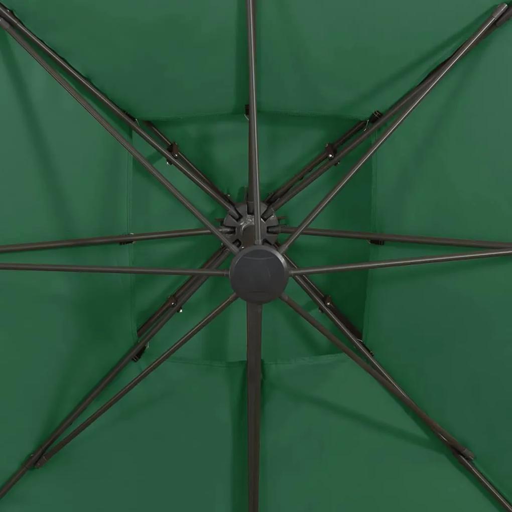 Ombrellone a Sbalzo con Doppia Copertura 300x300 cm Verde