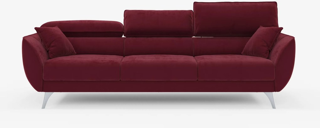 Michelangelo 4 Posti – Divano con 3 sedute estensibili e poggiatesta reclinabili in elegante tessuto vellutino smacchiabile T30