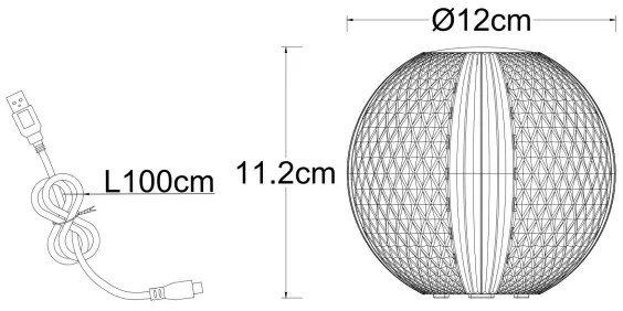 Globo 16042T1 - Lampada da tavolo LED ricaricabile dimmerabile AIDA LED/2W/5V