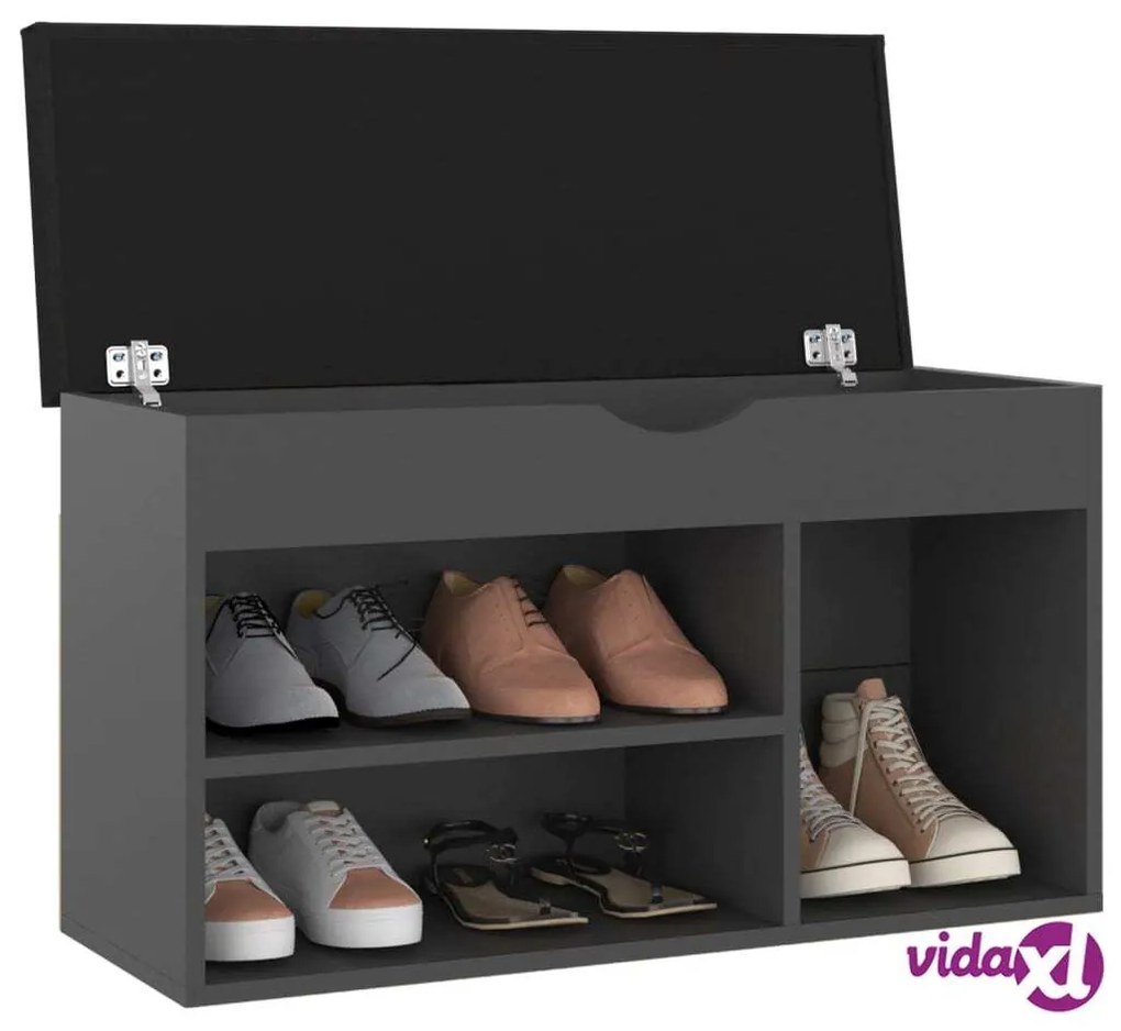 vidaXL Panca Porta Scarpe con Cuscino Grigia 80x30x47cm Multistrato