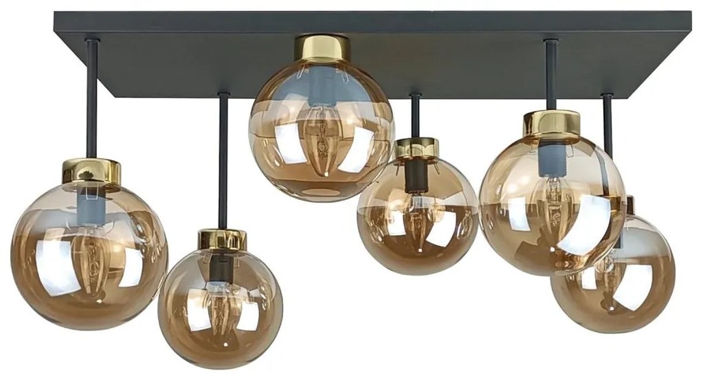 Lampadario a plafone DEA 6xE14/60W/230V nero/oro/fumé beige