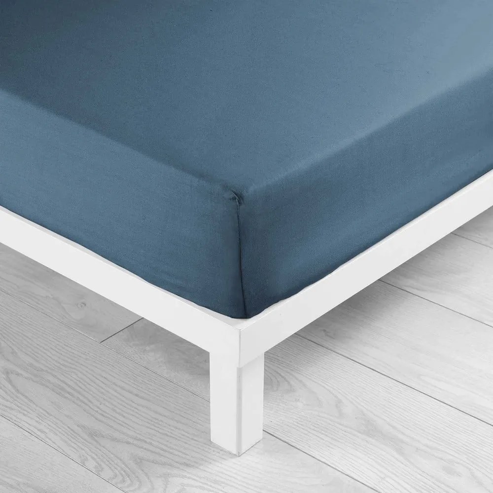 Lenzuolo blu in microfibra elasticizzata 140x190 cm Oscar - douceur d'intérieur