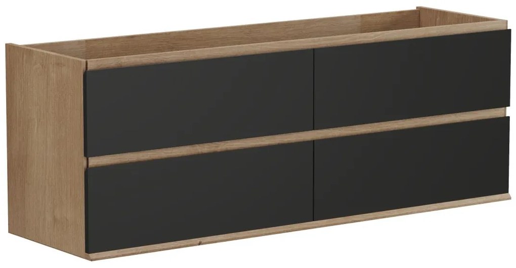 Mobile sotto lavabo sospeso 150 cm Naturale chiaro e Nero - SABURI
