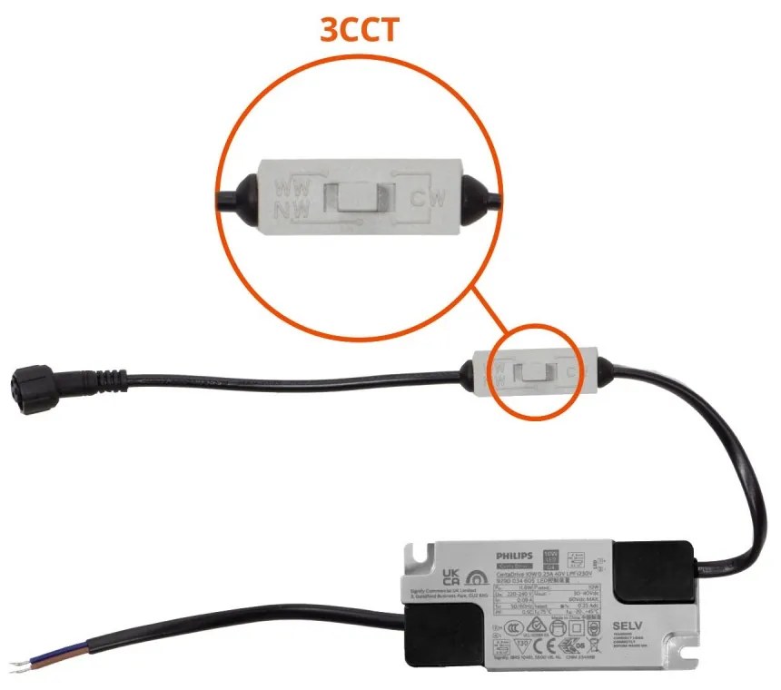 Faro LED da Incasso 10W Nero Ø65mm IP65 CCT, UGR19, Philips CertaDrive Colore Bianco Variabile CCT