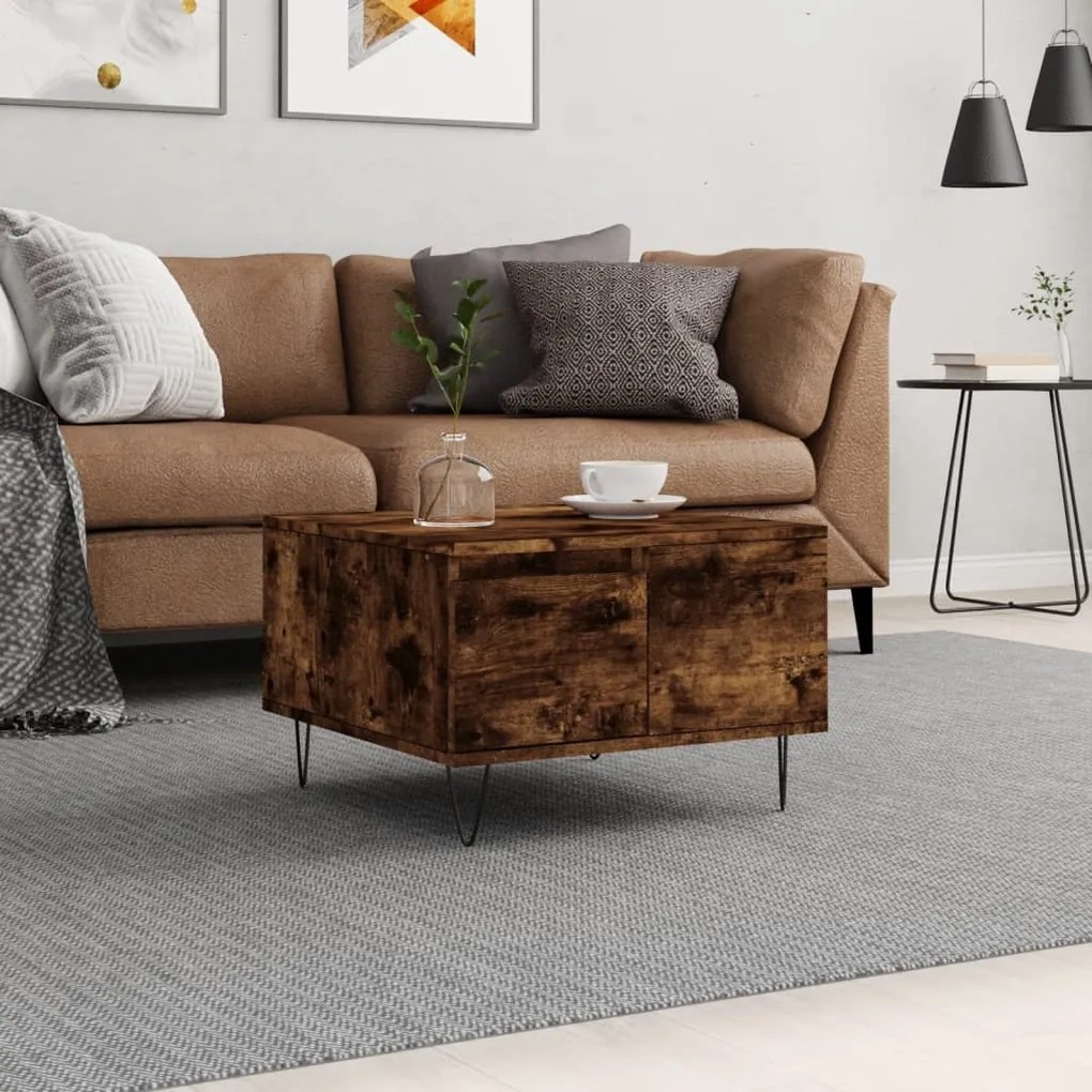 Tavolino Da Salotto Rovere Fumo 55x55x36,5 Cm Legno Multistrato /