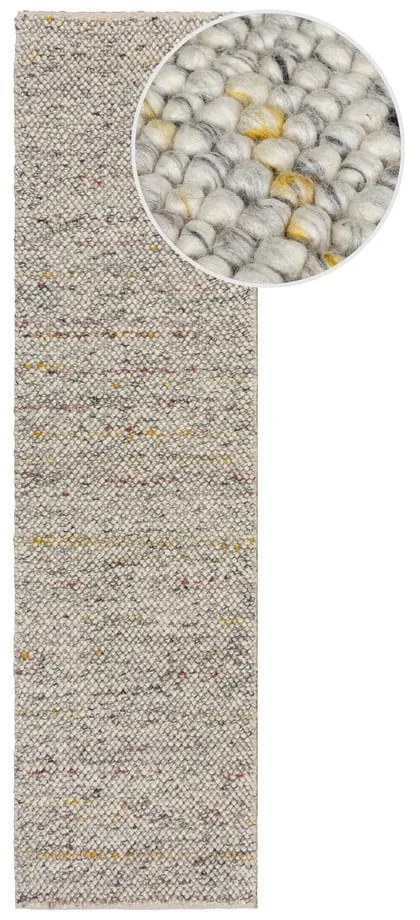 Passatoia in misto lana intrecciata a mano color crema 60x230 cm Minerals - Flair Rugs