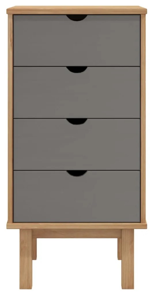 Cassettiera otta marrone e grigio 46x39,5x90cm in legno di pino