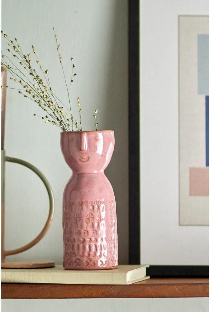 Vaso rosa in gres fatto a mano (altezza 14,5 cm) Embla - Bloomingville