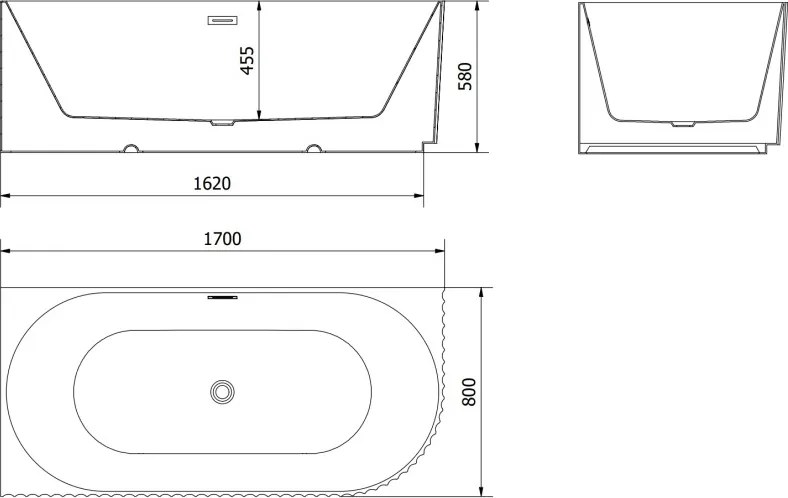 Mexen Gia vasca autoportante angolare scanalata sinistra 170 x 80 cm, nero opaco, troppopieno nero - 52701708071L-70