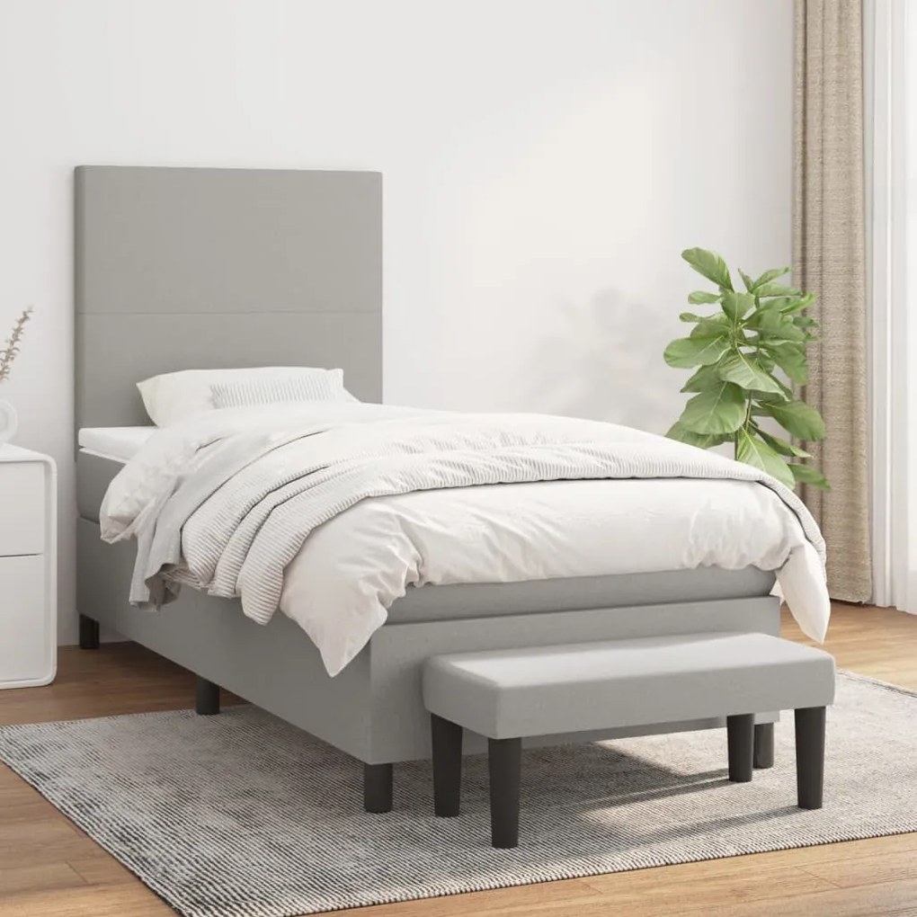 Giroletto A Molle Con Materasso Grigio Chiaro 80x200 Cm Tessuto /