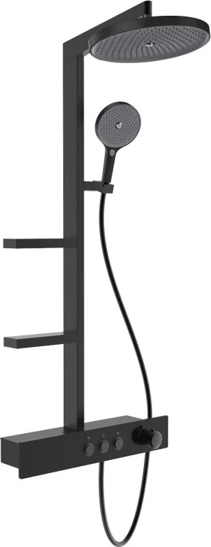 Mexen Plex set doccia esterno con soffione e miscelatore, nero - 78103-70